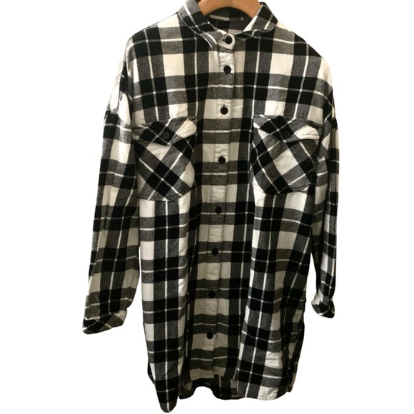 Jeaniologie Black Plaid Long Sleeve Shirt Men XXL Oversized Grunge Style Y2K - Picture 1 of 5